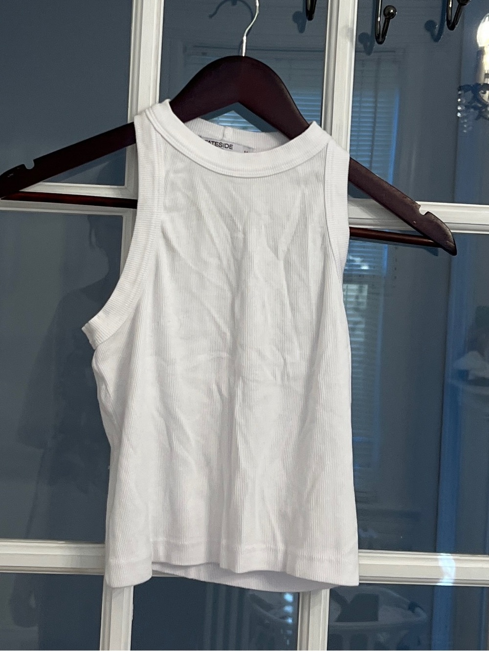 STATESIDE Women's White Ribbed Muscle Tank Top Size M